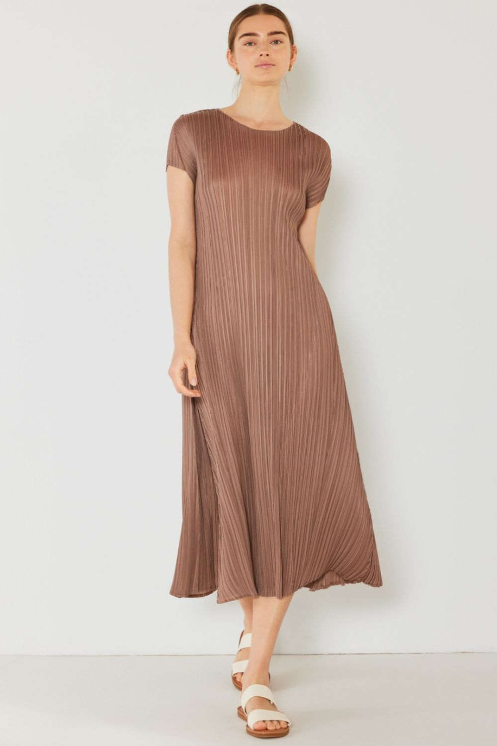 Marina West Swim Pleated Cap Sleeve A-Line Dress - AnAs Market