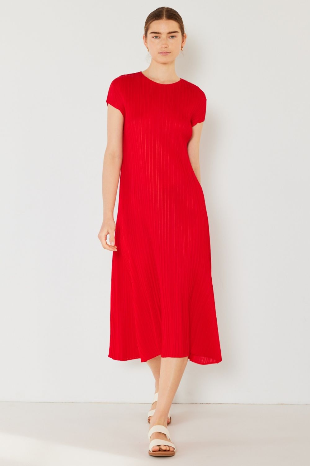 Marina West Swim Pleated Cap Sleeve A-Line Dress - AnAs Market