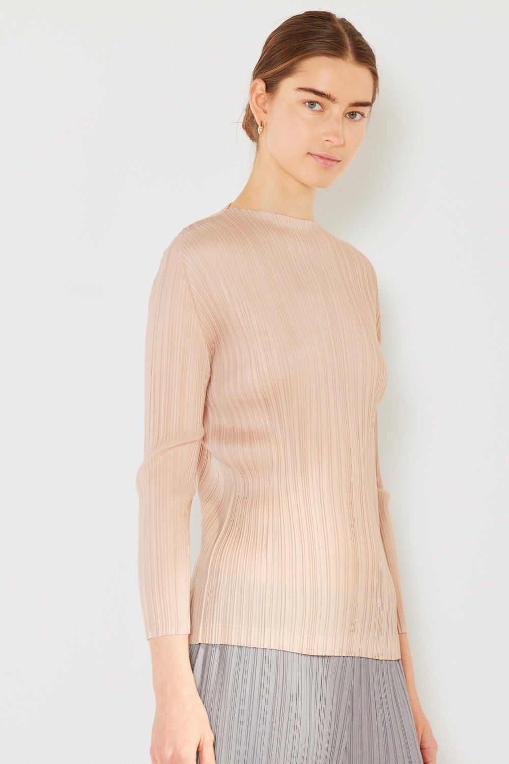 Marina West Swim Pleated Long Sleeve Boatneck Top - AnAs Market