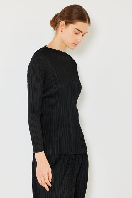 Marina West Swim Pleated Long Sleeve Boatneck Top - AnAs Market