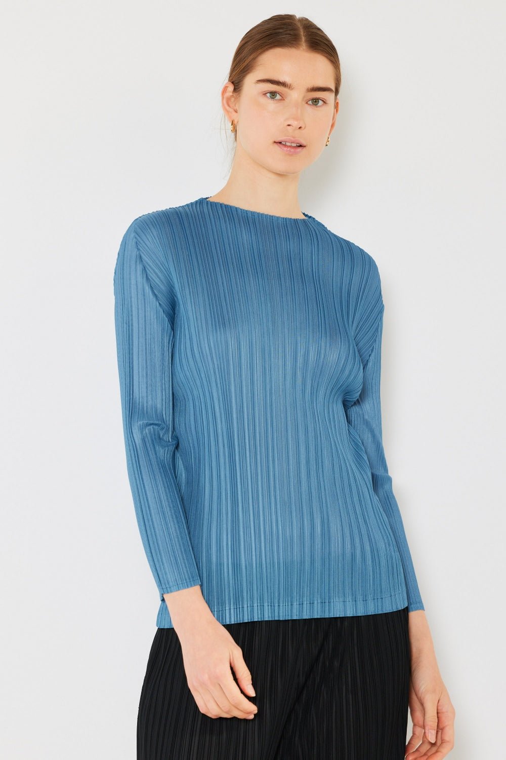 Marina West Swim Pleated Long Sleeve Boatneck Top - AnAs Market