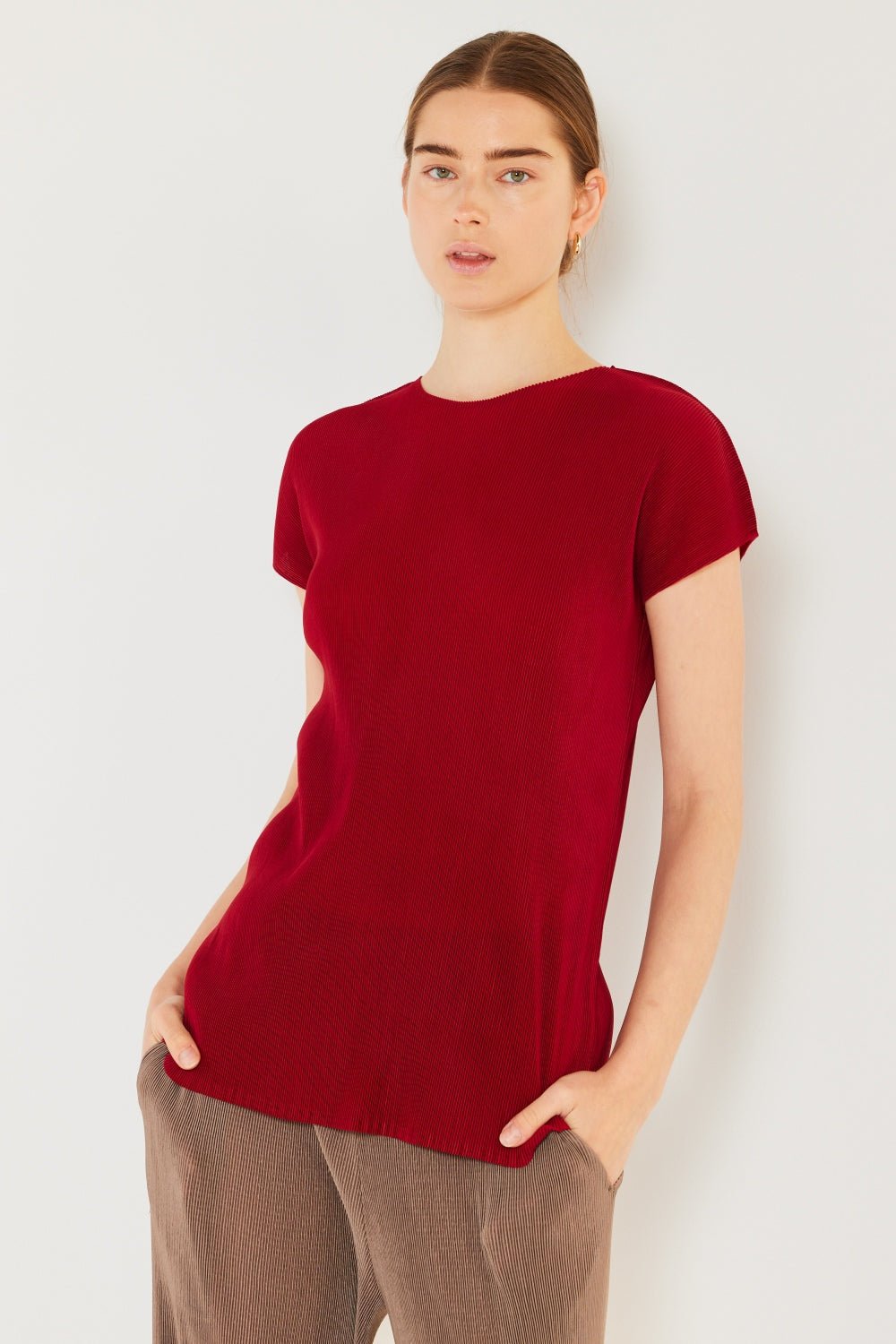 Marina West Swim Rib Pleated Cap Sleeve Top - S. M. & Co. Shirts & Tops