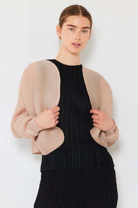 Marina West Swim Rib Pleated Puff Sleeve Bolero Cardigan - S. M. & Co. Cardigan