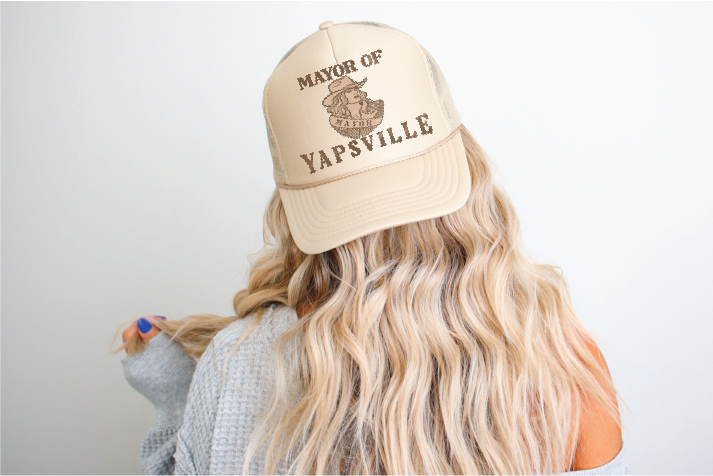 Mayor of Yapsville DTF Printed Tan Trucker Hat