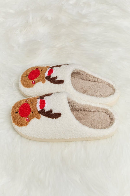 Melody Rudolph Print Plush Slide Slippers - S. M. & Co.