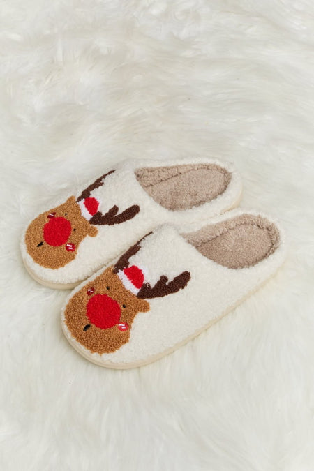 Melody Rudolph Print Plush Slide Slippers - S. M. & Co.