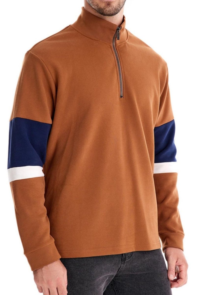 Men's Color Block Long Sleeve Polo - S. M. & Co.
