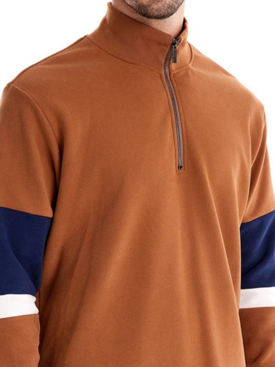 Men's Color Block Long Sleeve Polo - S. M. & Co.