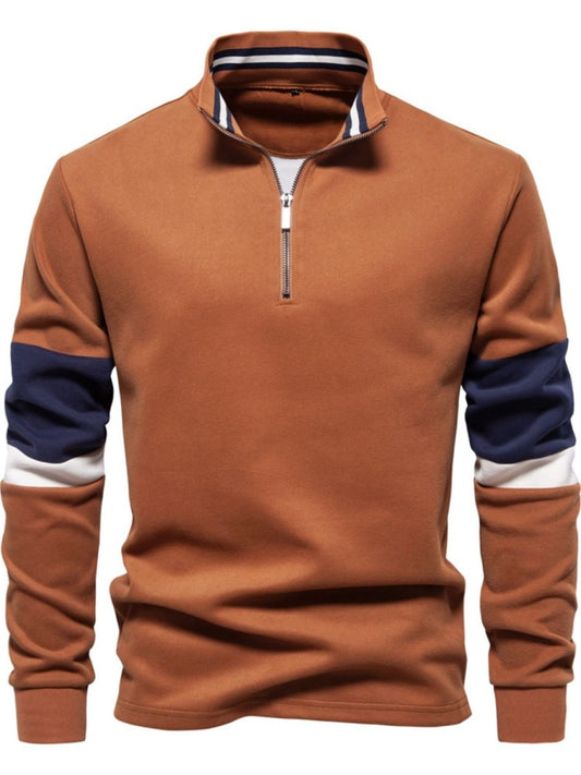 Men's Color Block Long Sleeve Polo - S. M. & Co.