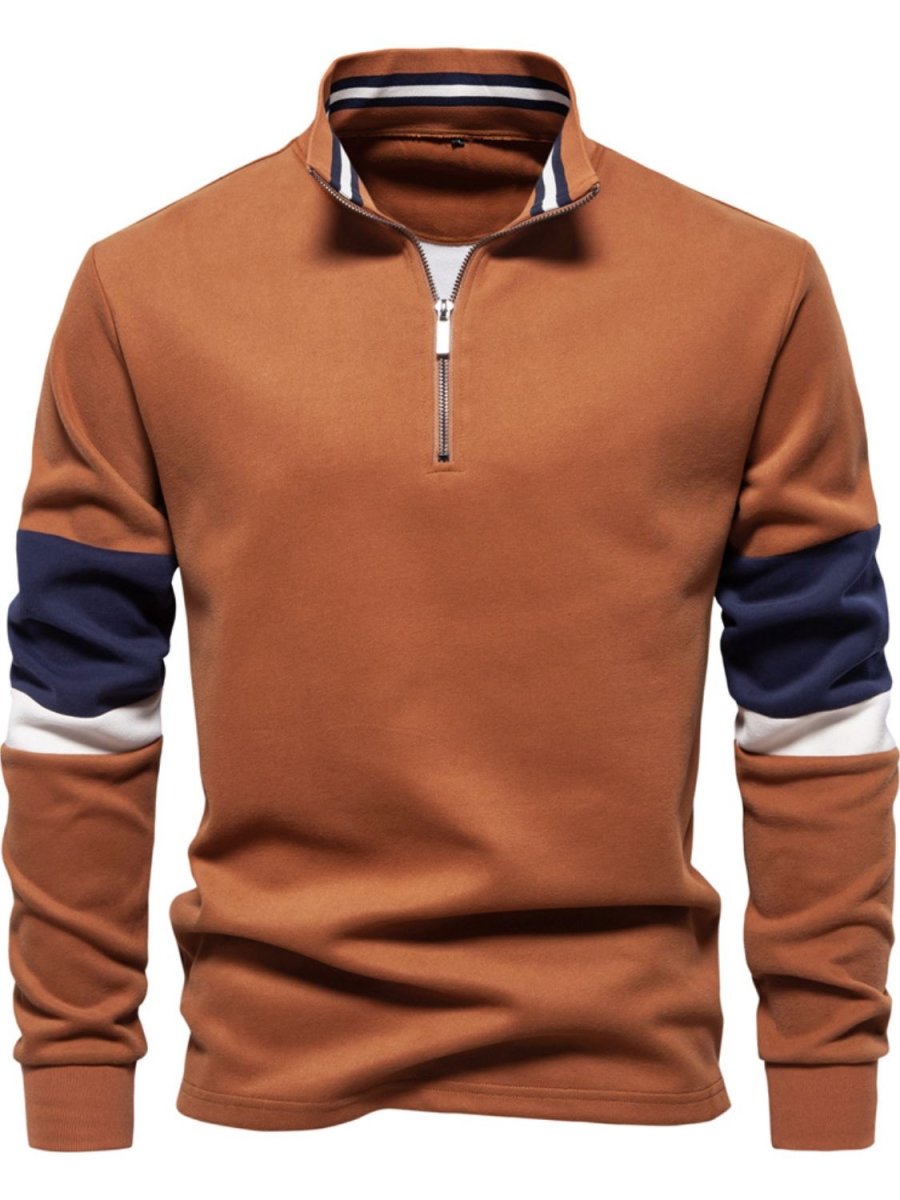 Men's Color Block Long Sleeve Polo - S. M. & Co.