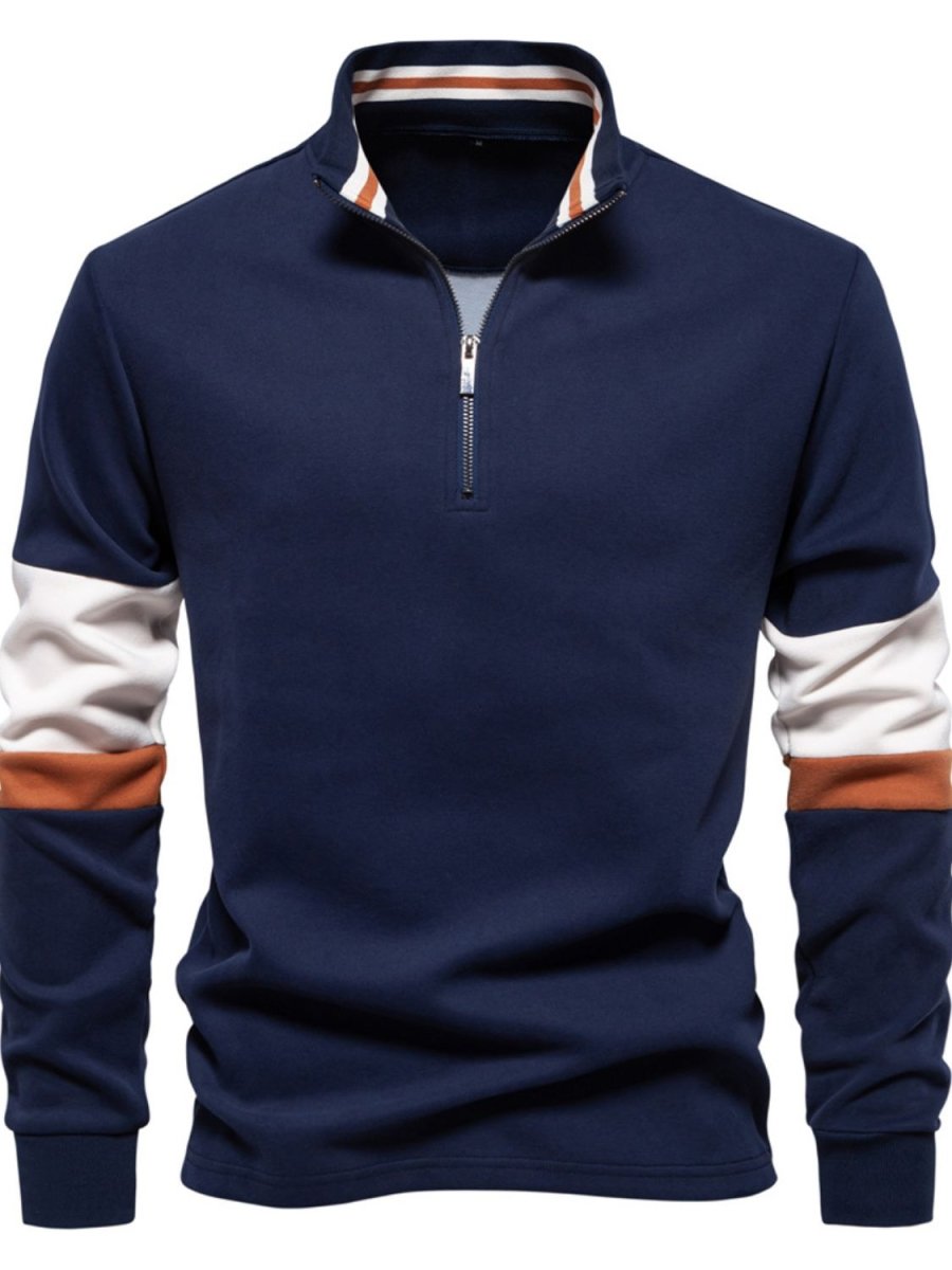 Men's Color Block Long Sleeve Polo - S. M. & Co.