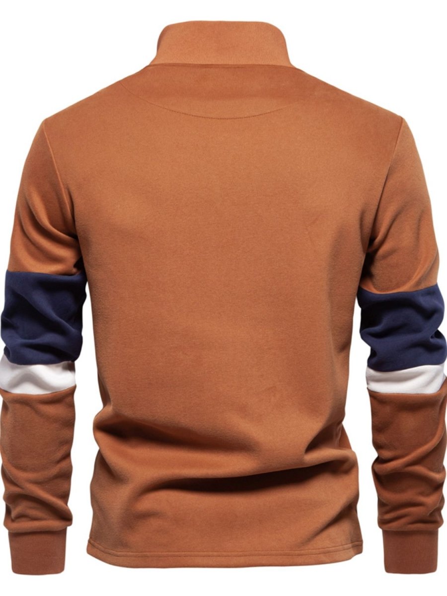 Men's Color Block Long Sleeve Polo - S. M. & Co.