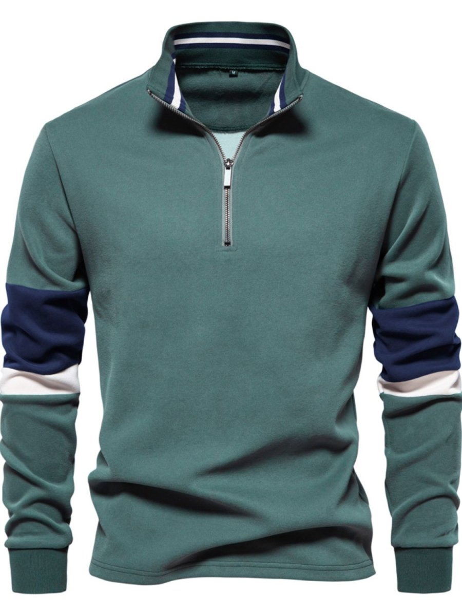 Men's Color Block Long Sleeve Polo - S. M. & Co.