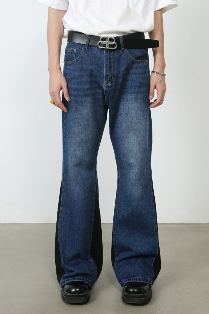 Men's Contrast Bootcut Jeans with Pockets - S. M. & Co.