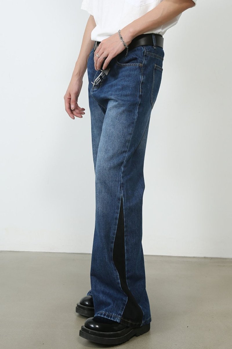 Men's Contrast Bootcut Jeans with Pockets - S. M. & Co.