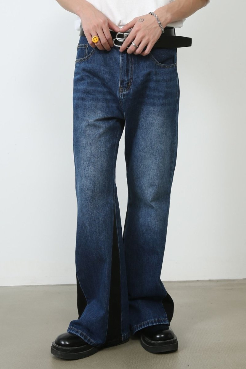 Men's Contrast Bootcut Jeans with Pockets - S. M. & Co.