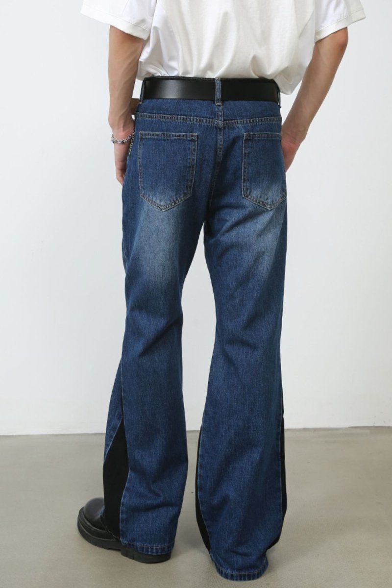 Men's Contrast Bootcut Jeans with Pockets - S. M. & Co.