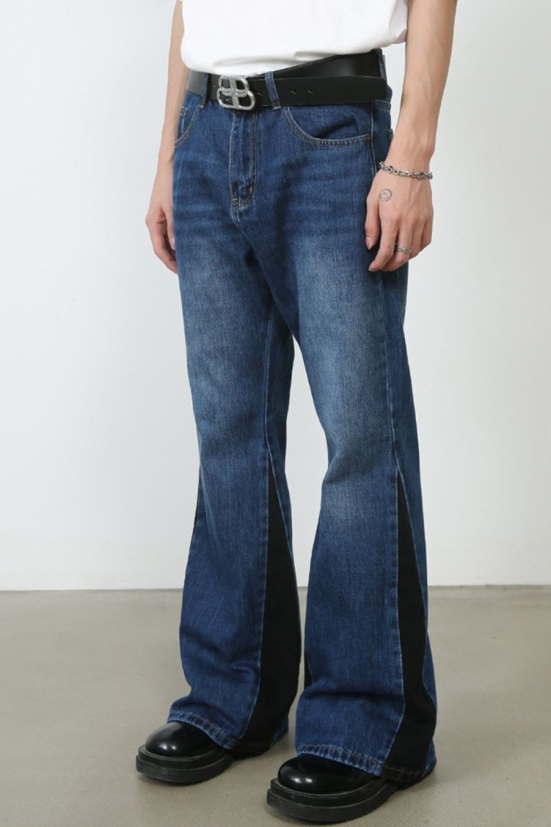 Men's Contrast Bootcut Jeans with Pockets - S. M. & Co.