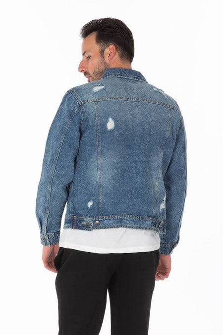 Men's Denim Jacket with Distressed - S. M. & Co.