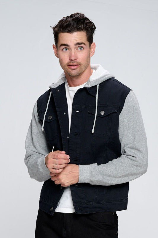 Men's Denim Jacket with Fleece Hoodies - S. M. & Co.