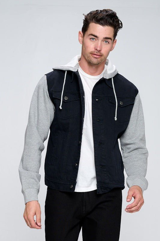 Men's Denim Jacket with Fleece Hoodies - S. M. & Co.