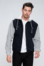 Men's Denim Jacket with Fleece Hoodies - S. M. & Co.