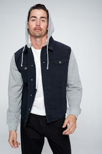 Men's Denim Jacket with Fleece Hoodies - S. M. & Co.