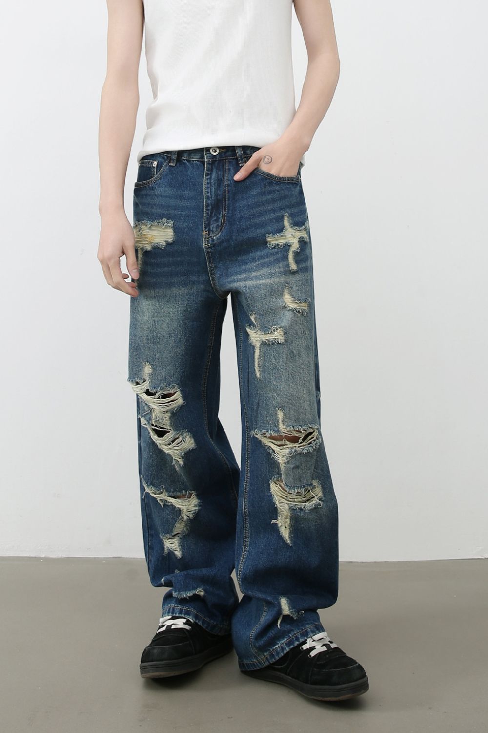 Men's Distressed Jeans with Pockets - S. M. & Co.