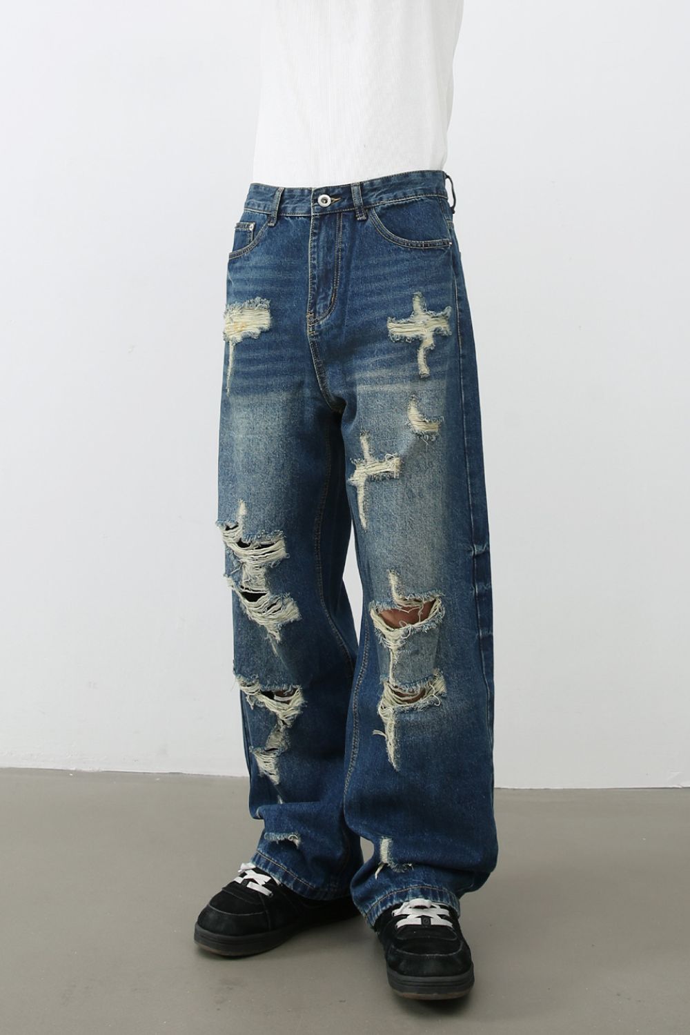 Men's Distressed Jeans with Pockets - S. M. & Co.