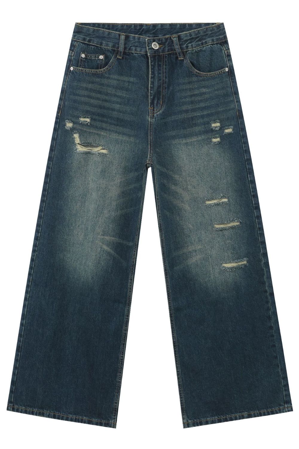 Men's Distressed Wide Leg Jeans - S. M. & Co.