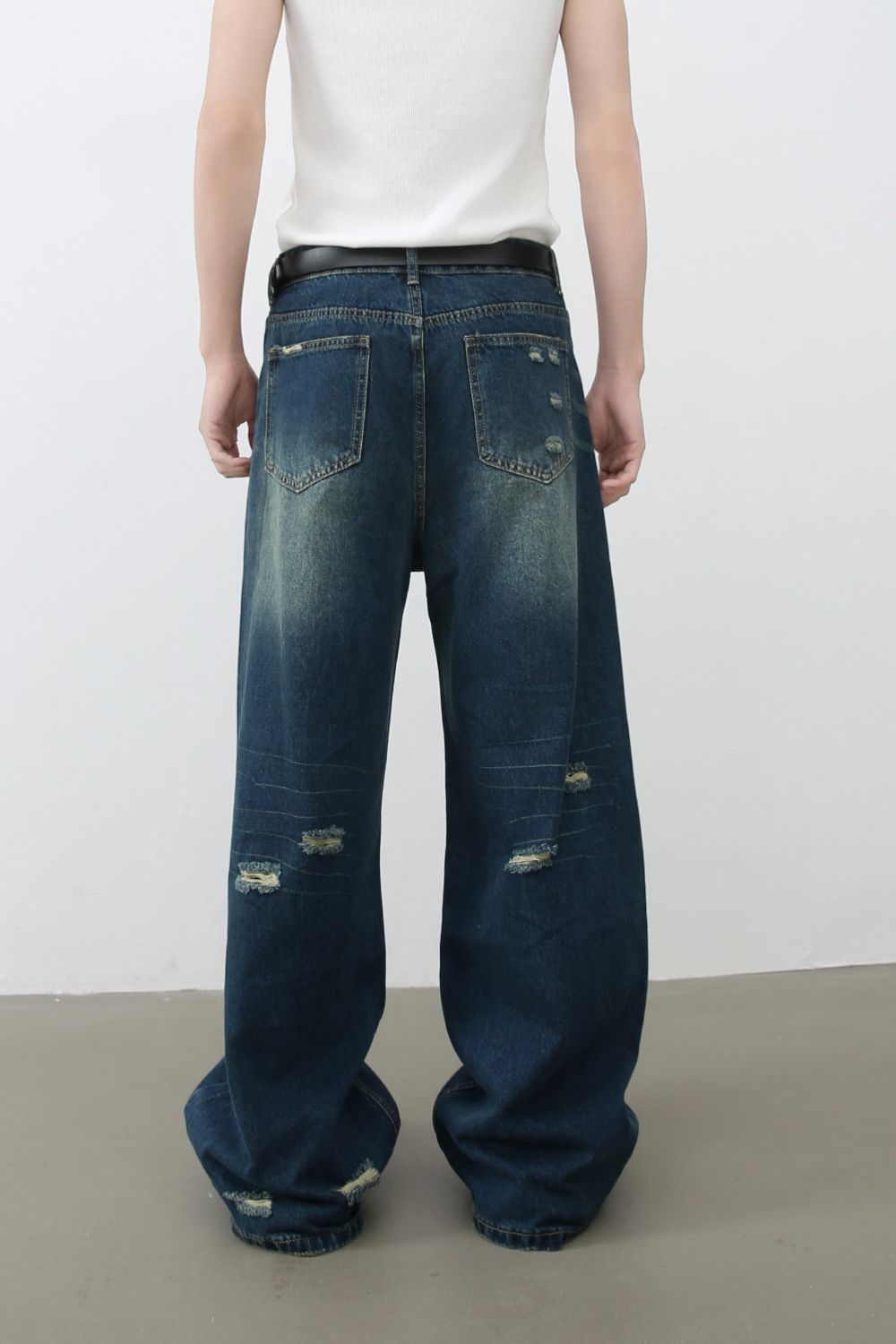 Men's Distressed Wide Leg Jeans - S. M. & Co.