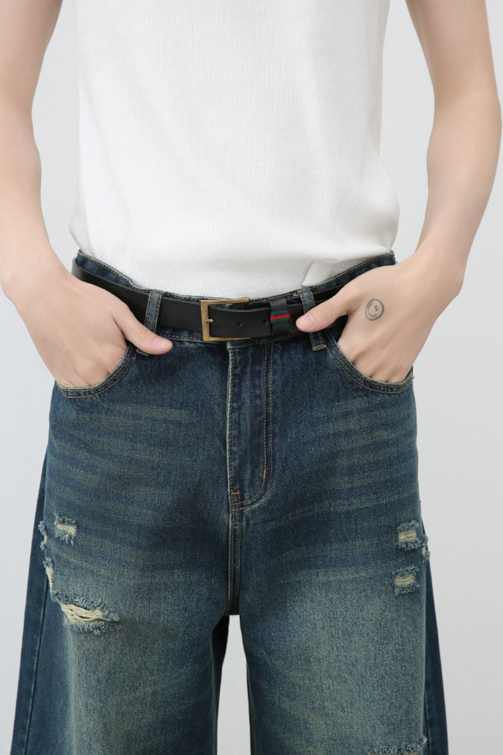 Men's Distressed Wide Leg Jeans - S. M. & Co.