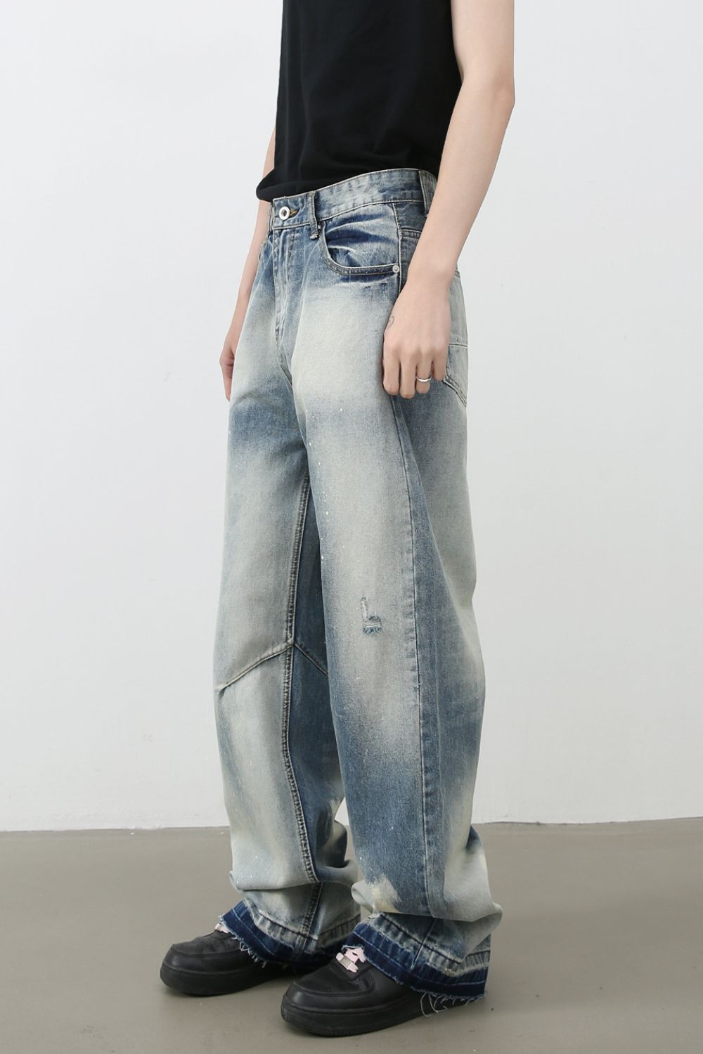 Men's Distressed Wide Leg Jeans - S. M. & Co.