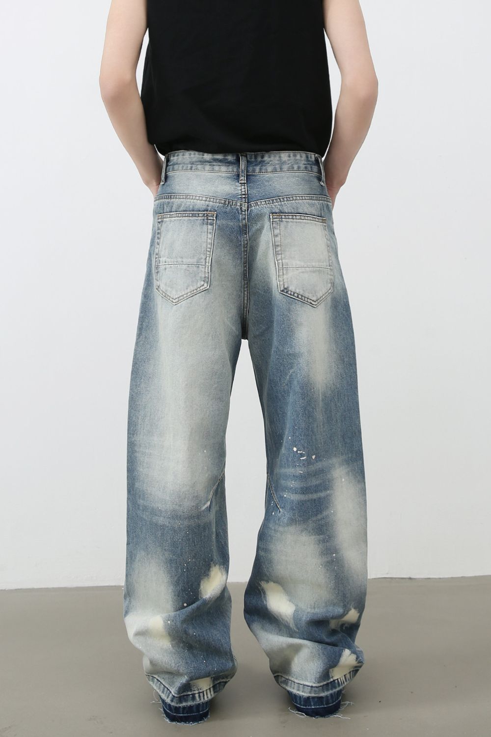 Men's Distressed Wide Leg Jeans - S. M. & Co.