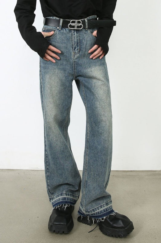 Men's Frayed Hem Jeans with Pockets - S. M. & Co.