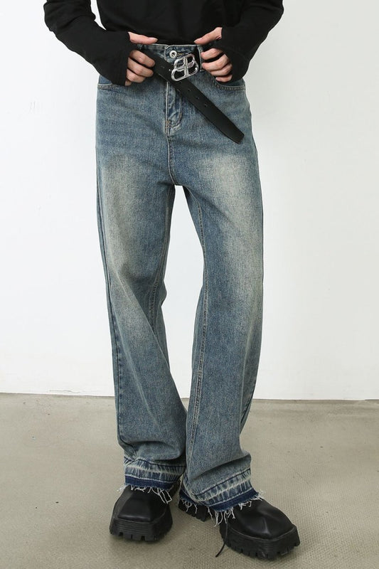 Men's Frayed Hem Jeans with Pockets - S. M. & Co.