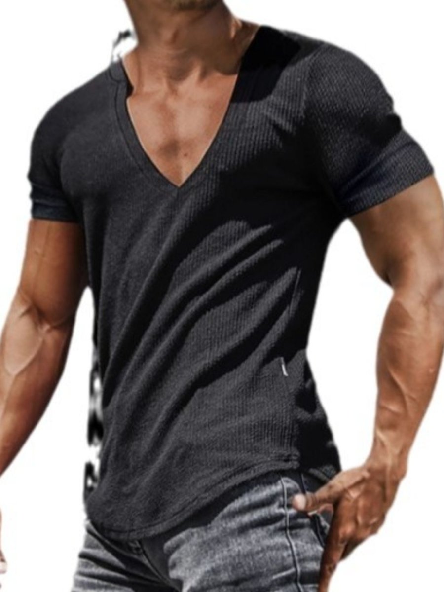Men's Full Size Notched Short Sleeve T-Shirt Plus Size - S. M. & Co.