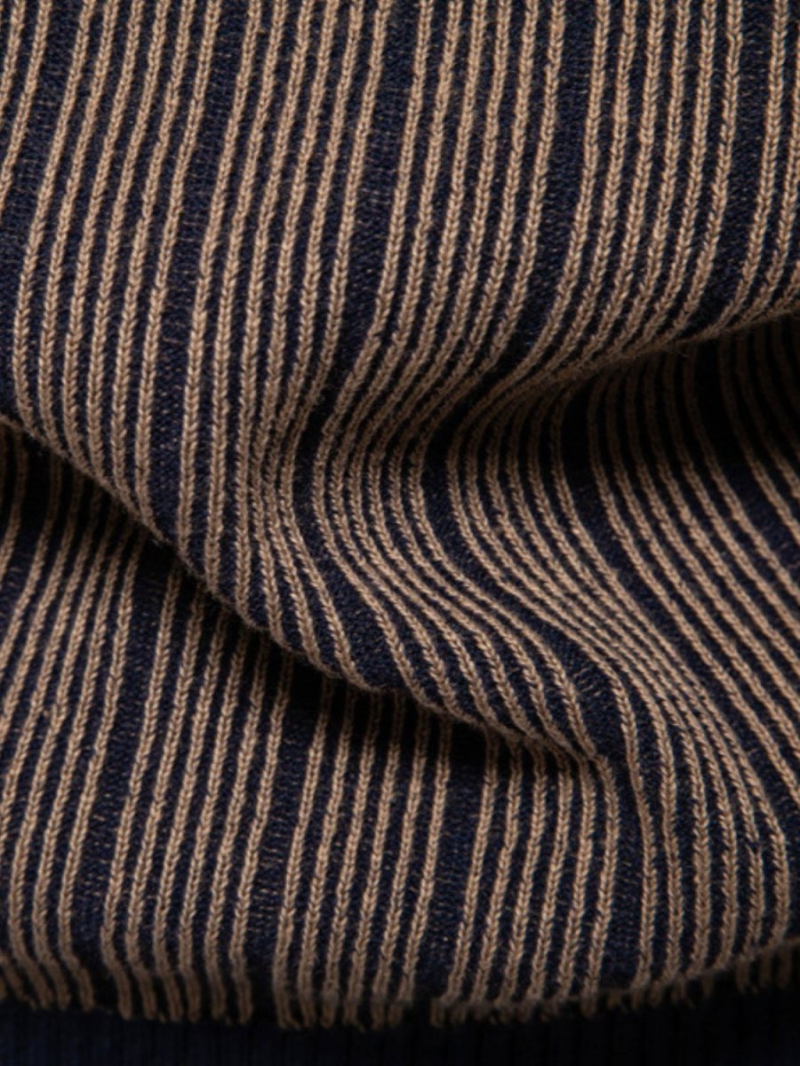 Men's Mock Neck Contrast Striped Sweater - S. M. & Co.