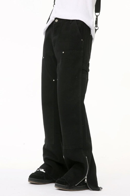 Men's Raw Hem Bootcut Jeans with Zip - Up Sides - S. M. & Co.