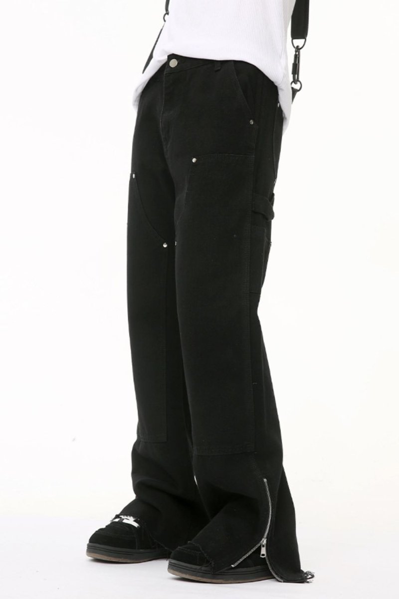 Men's Raw Hem Bootcut Jeans with Zip - Up Sides - S. M. & Co.