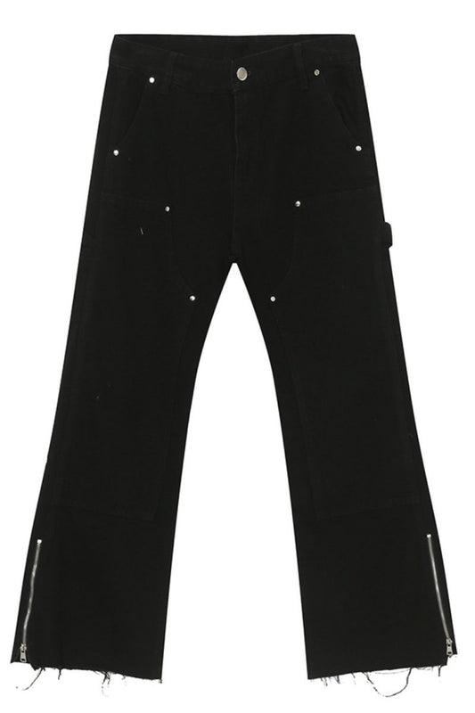 Men's Raw Hem Bootcut Jeans with Zip - Up Sides - S. M. & Co.