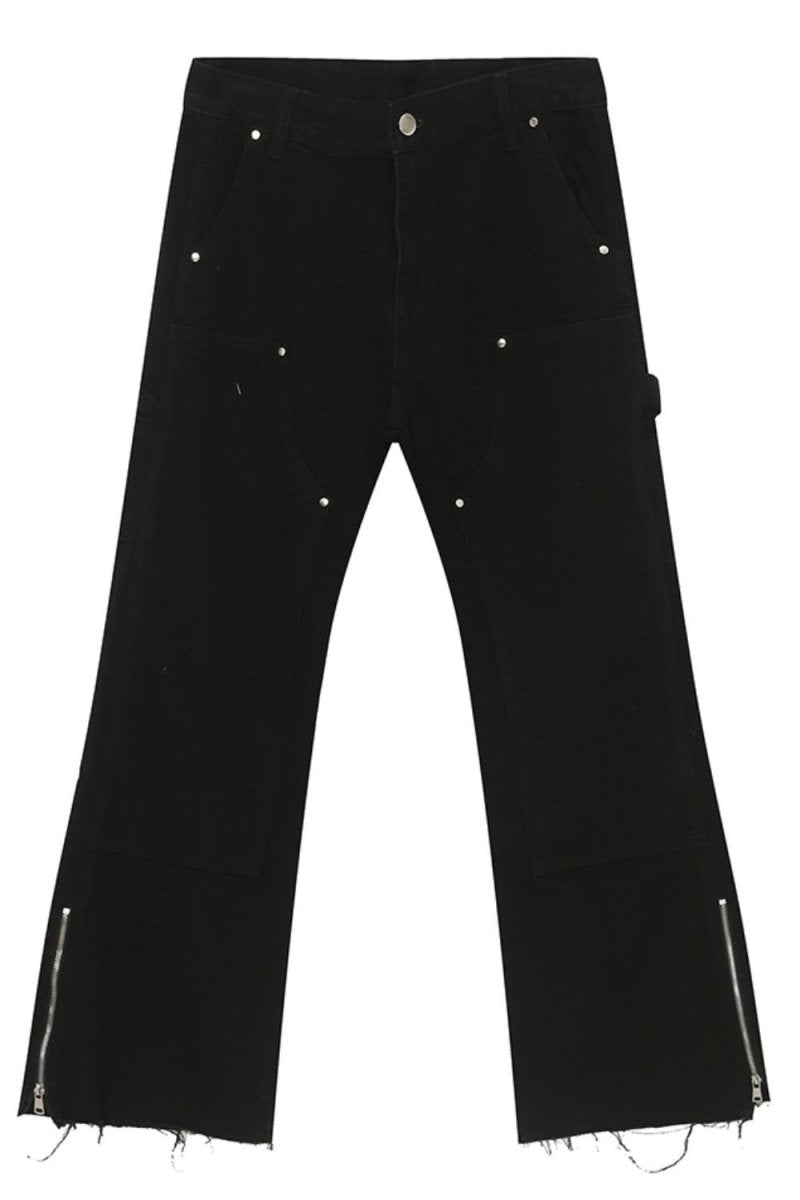 Men's Raw Hem Bootcut Jeans with Zip - Up Sides - S. M. & Co.