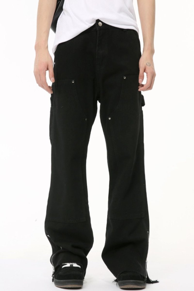 Men's Raw Hem Bootcut Jeans with Zip - Up Sides - S. M. & Co.