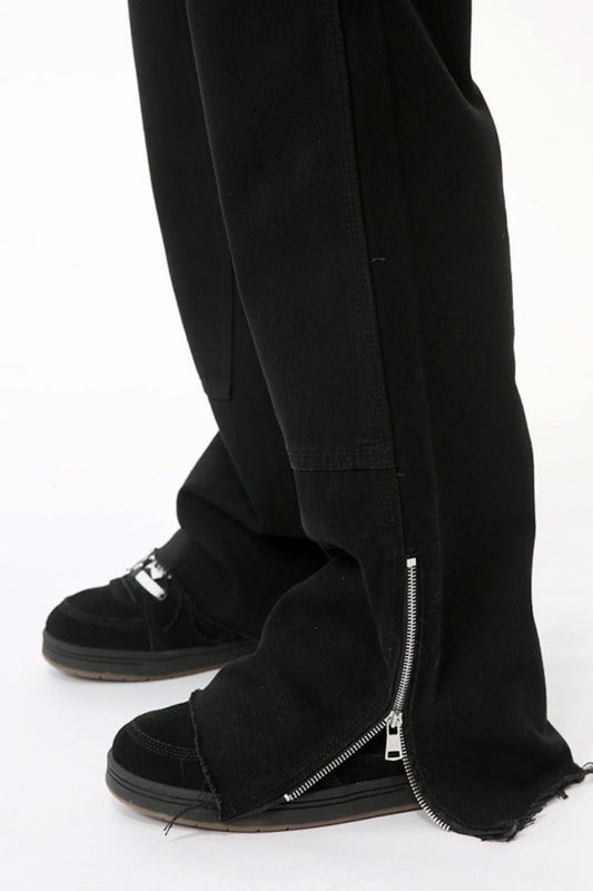 Men's Raw Hem Bootcut Jeans with Zip - Up Sides - S. M. & Co.