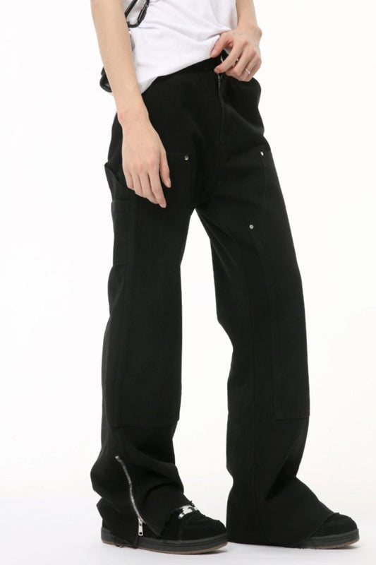 Men's Raw Hem Bootcut Jeans with Zip - Up Sides - S. M. & Co.