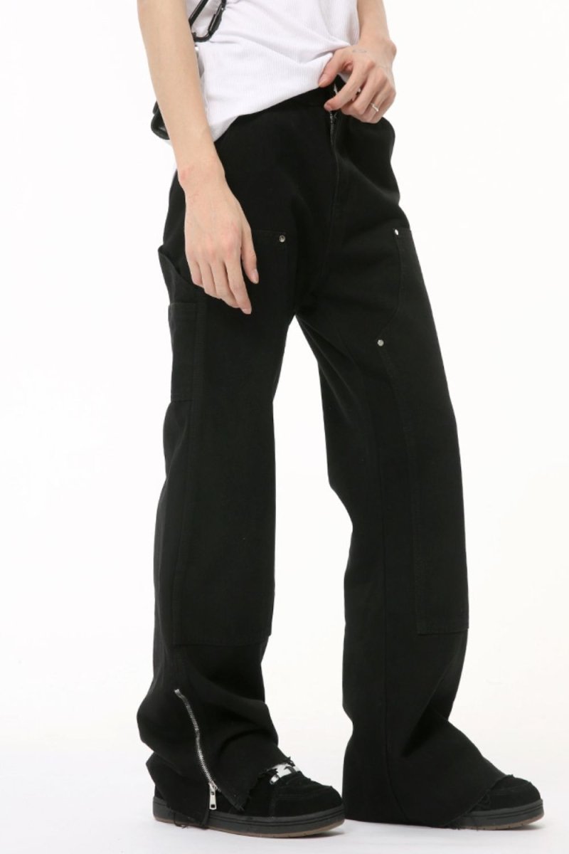 Men's Raw Hem Bootcut Jeans with Zip - Up Sides - S. M. & Co.
