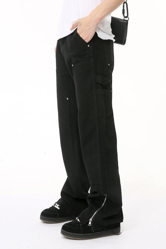 Men's Raw Hem Bootcut Jeans with Zip - Up Sides - S. M. & Co.