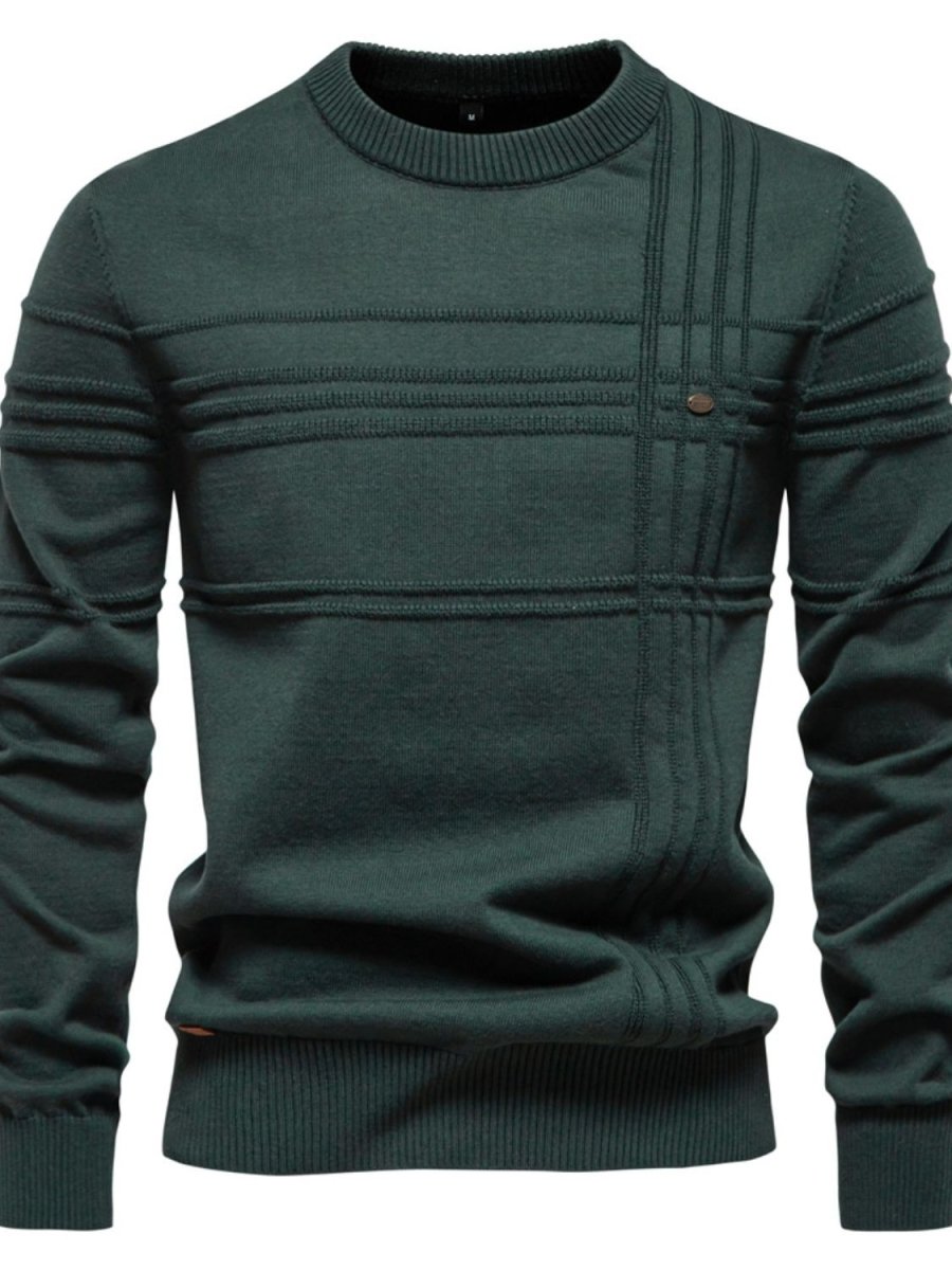 Men's Round Neck Striped Sweater - S. M. & Co.