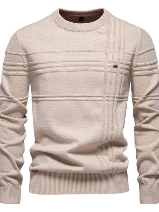 Men's Round Neck Striped Sweater - S. M. & Co.