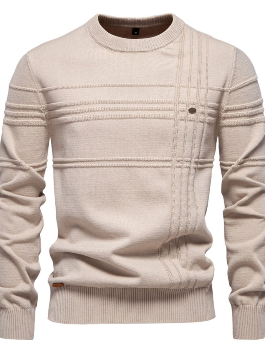 Men's Round Neck Striped Sweater - S. M. & Co.